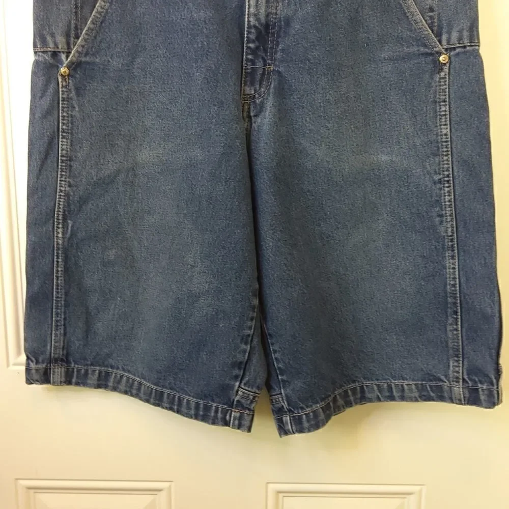 Evolution blue denim seven pocket carpenter shorts